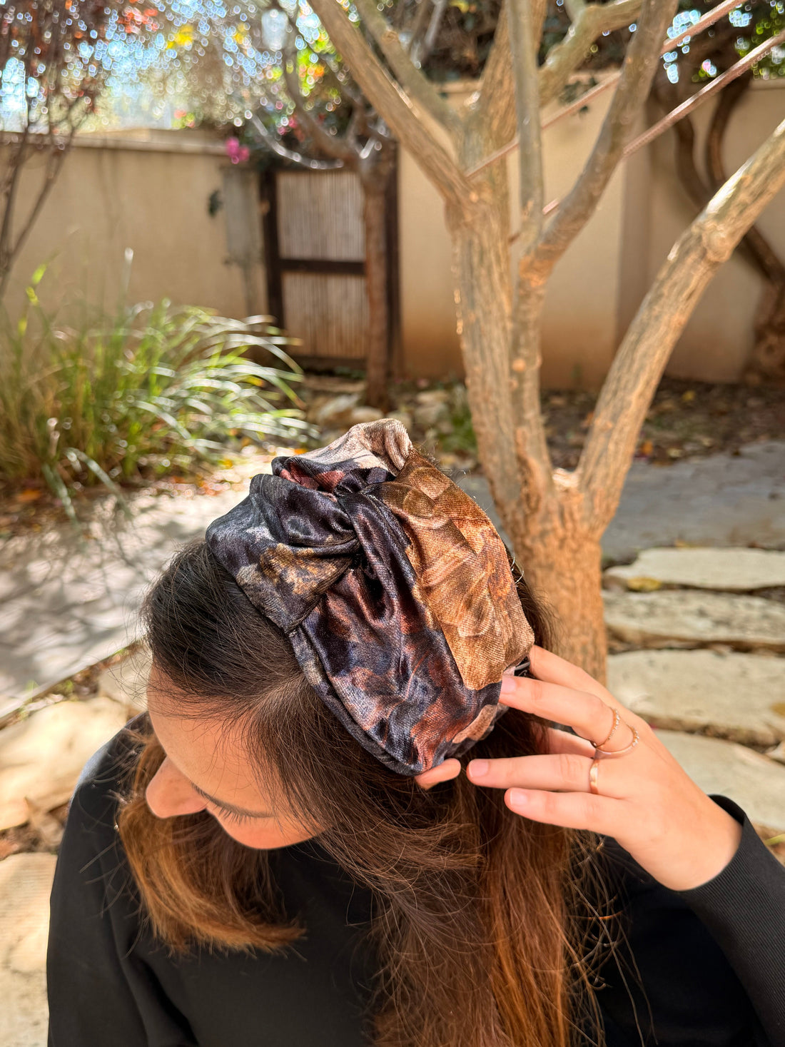 Zoe Velvet Headband, Deep Black