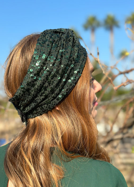 Velcro Zoe Headband, Green Sparkle