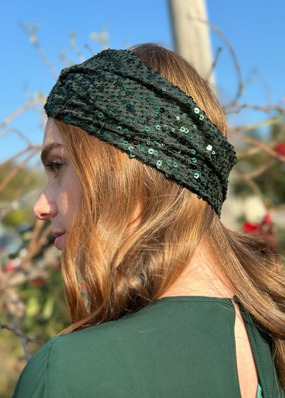 Velcro Zoe Headband, Green Sparkle