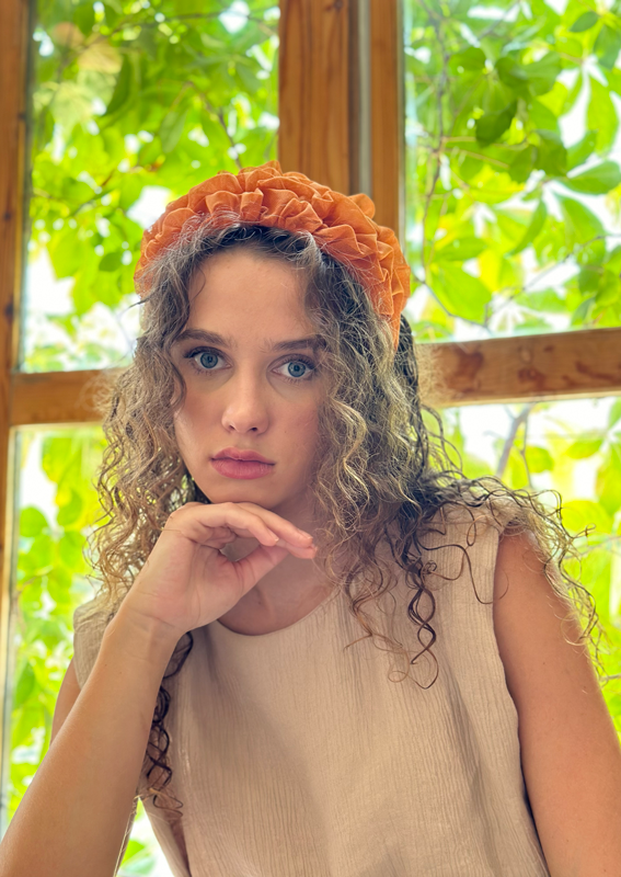 Wide Renee Headband, Rust Orange