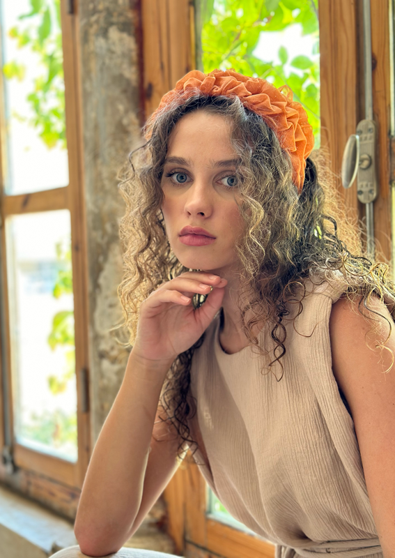 Wide Renee Headband, Rust Orange