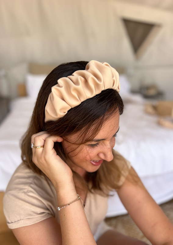 Viola Headband, Camel Linen