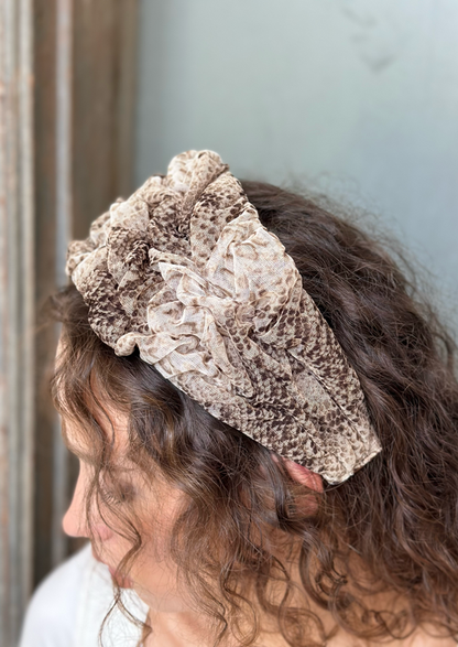 Wide Renee Headband, Snake print