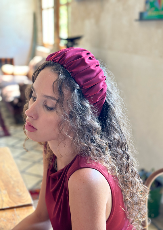 Wide Mila Headband, Bordeaux