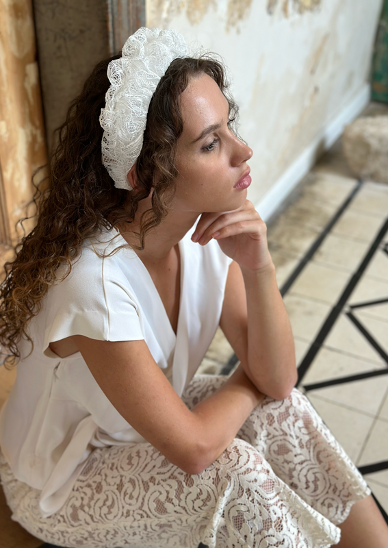 Renee Headband, White lace