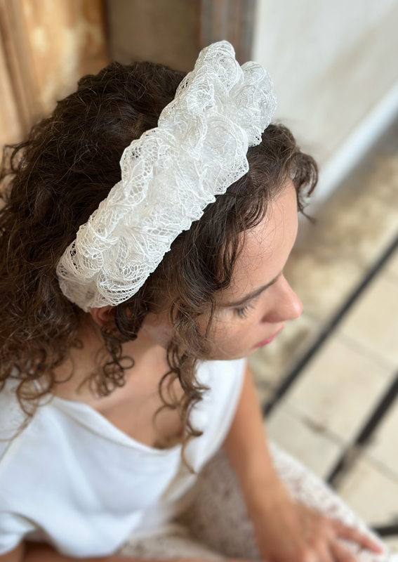 Renee Headband, White lace