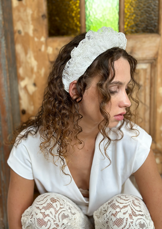 Renee Headband, White lace