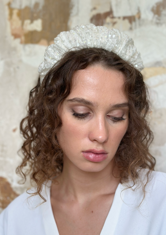 Viola Headband, White Sequin