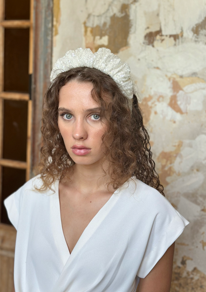 Viola Headband, White Sequin