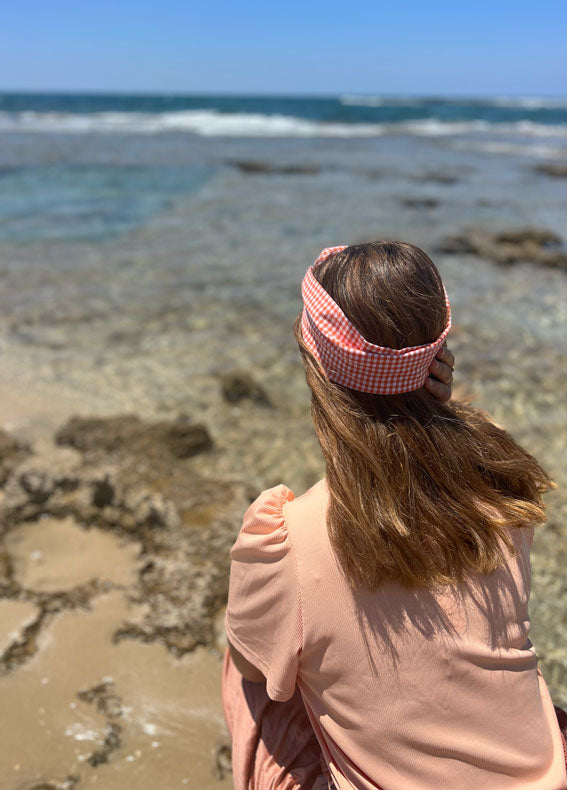 Full Circle Suf Headband, Orange Checkered