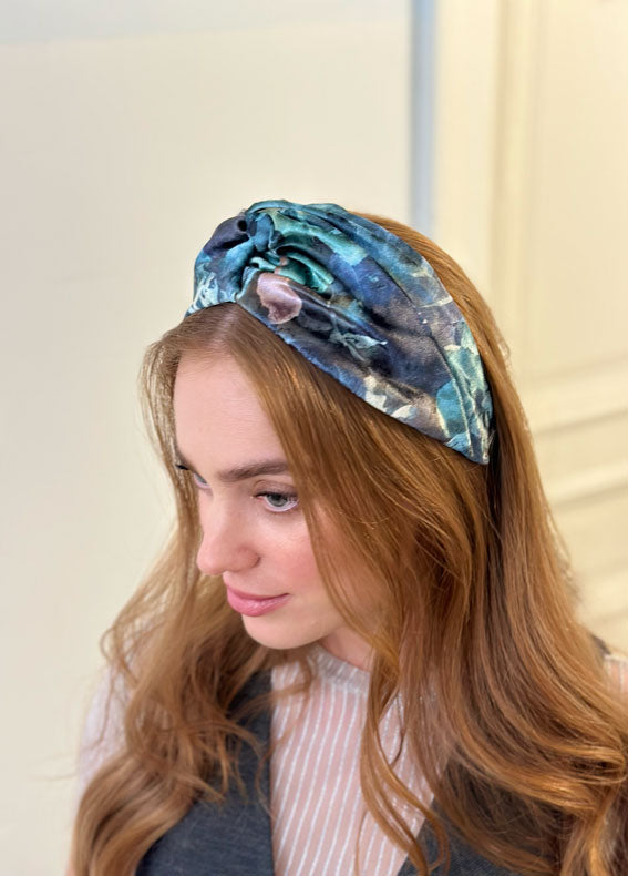 Medium Zoe Headband, Green Patterned