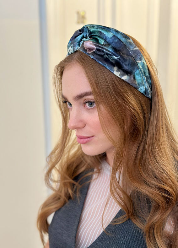 Medium Zoe Headband, Green Patterned