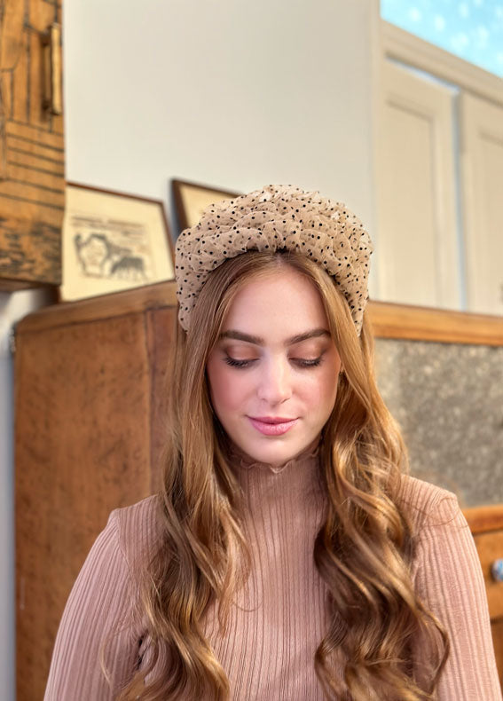 Wide Renee Headband, Dotted Mocha Brown