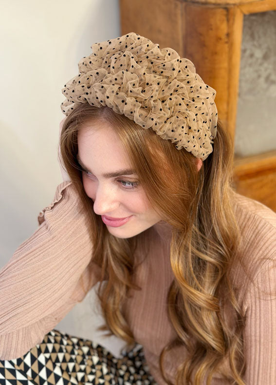 Wide Renee Headband, Dotted Mocha Brown