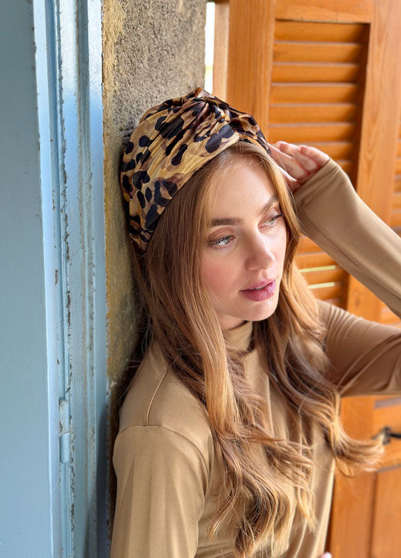 Wide Zoe Headband, Leopard Print