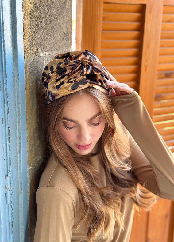 Wide Zoe Headband, Leopard Print