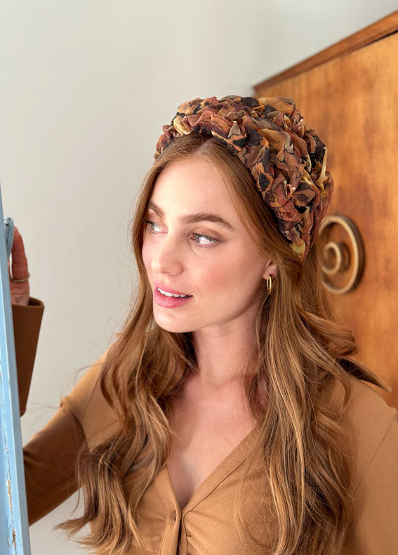 Wide Renee Headband, Israeli Brown Leopard