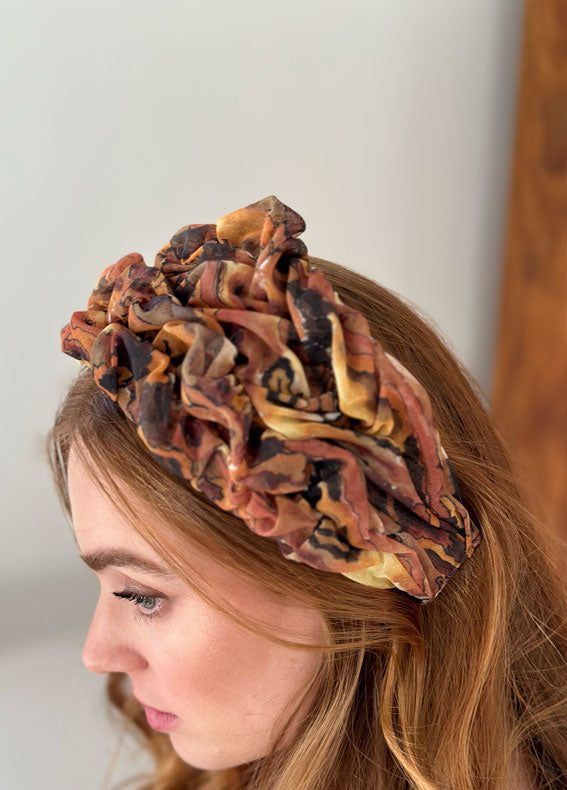 Wide Renee Headband, Israeli Brown Leopard