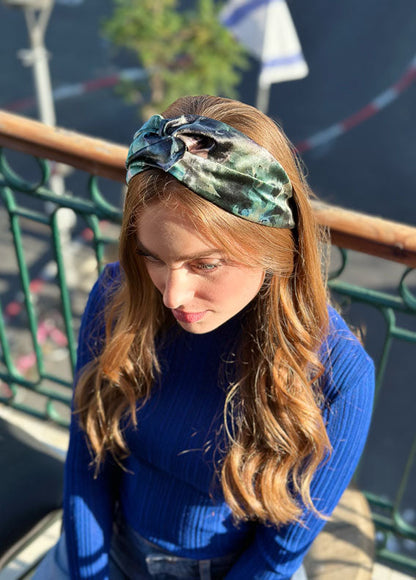 Zoe Headband, Green Patterned