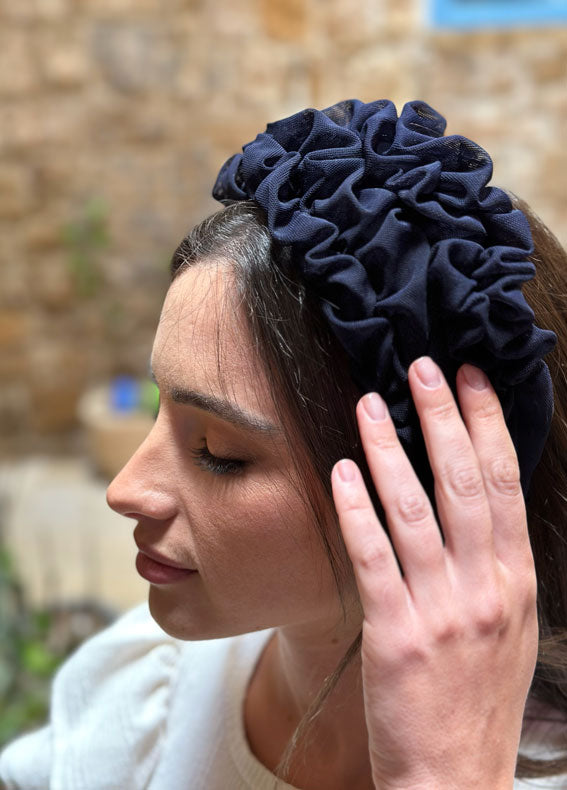 Wide Renee Headband, Navy Blue