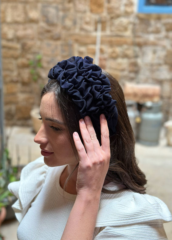 Wide Renee Headband, Navy Blue