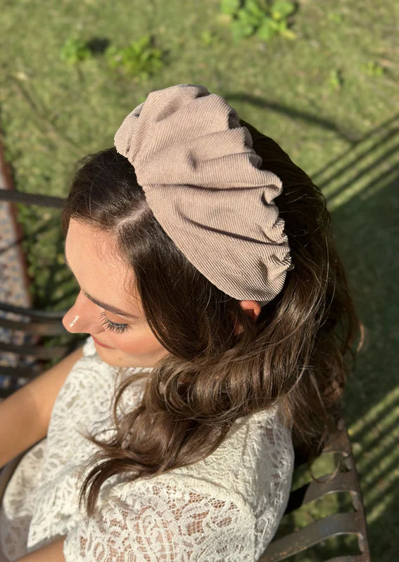 Medium Celine Headband, Camel Corduroy