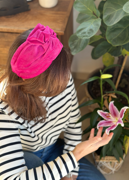 Wide Zoe Headband, Corduroy Fuchsia