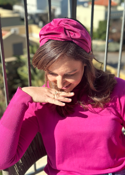 Medium Zoe Headband, Corduroy Fuchsia