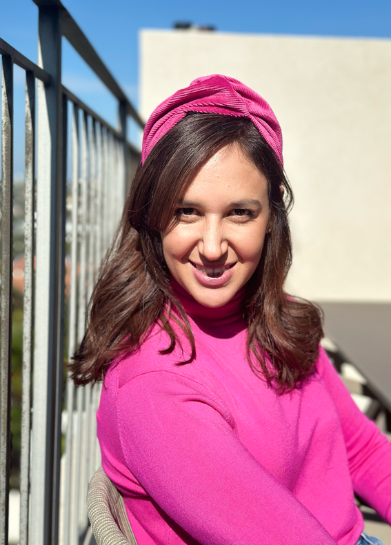 Medium Zoe Headband, Corduroy Fuchsia