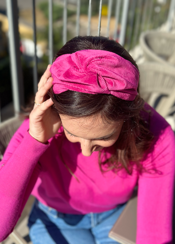 Medium Zoe Headband, Corduroy Fuchsia