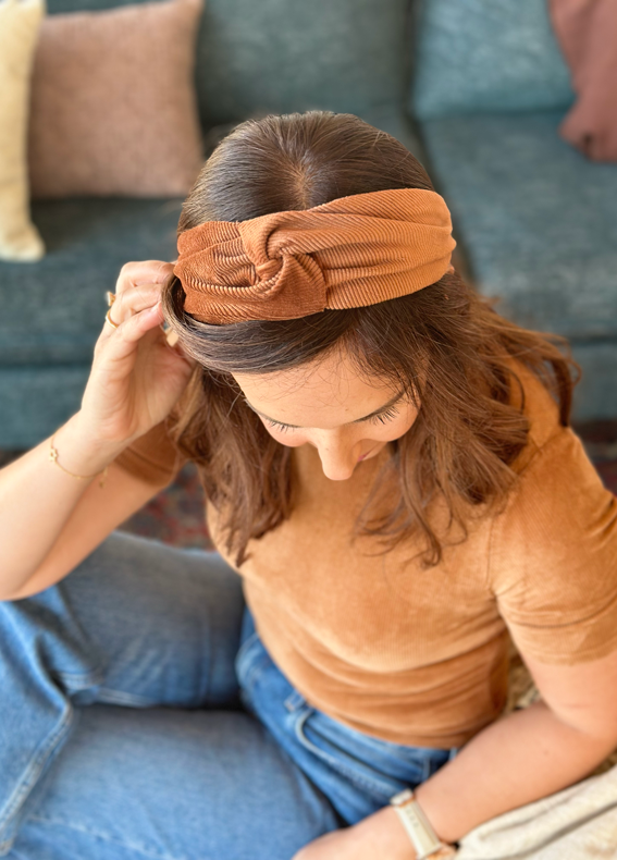 Zoe Headband, Corduroy Camel