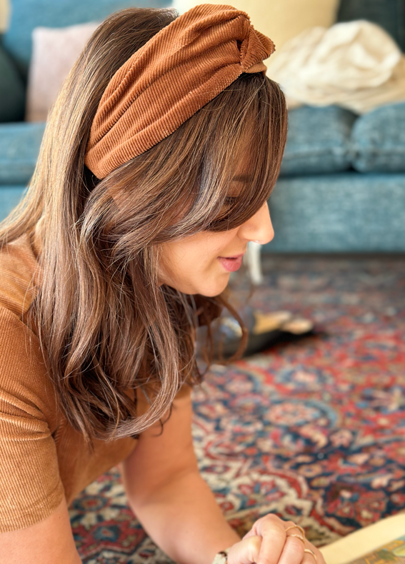 Medium Zoe Headband, Corduroy Camel