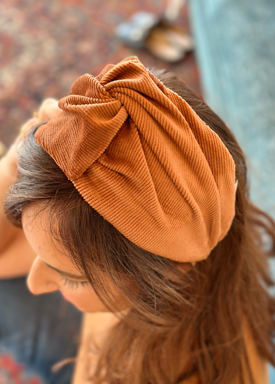 Wide Zoe Headband, Corduroy Camel