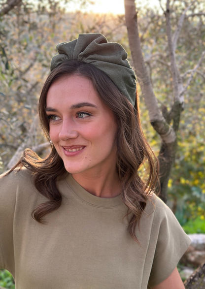 Medium Celine Headband, Sage Corduroy