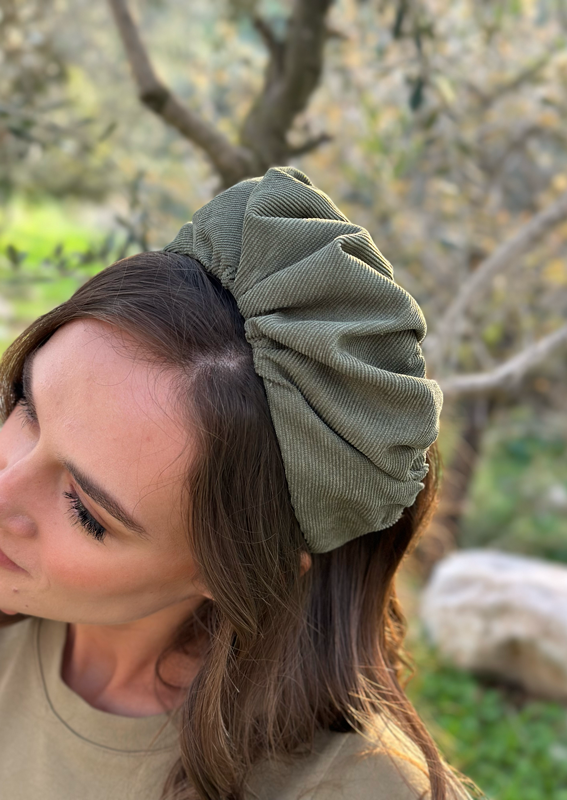 Medium Celine Headband, Sage Corduroy