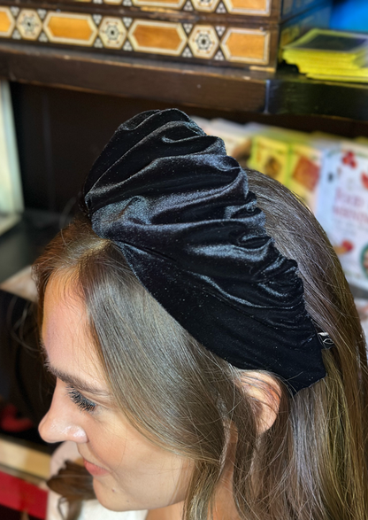 Medium Celine Headband, Black Velvet