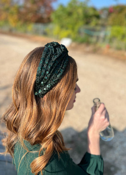 Medium Zoe Headband, Green Sparkle