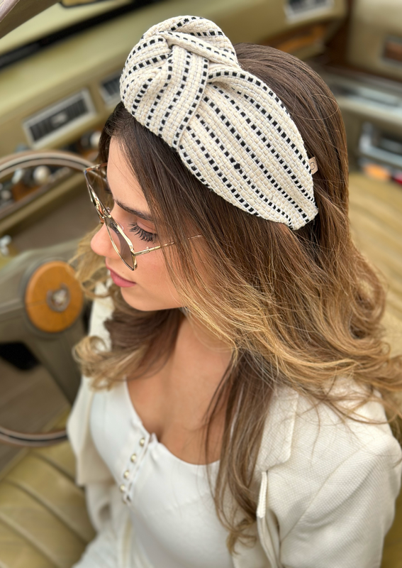 Wide Suf Headband, Natural Beige Wicker