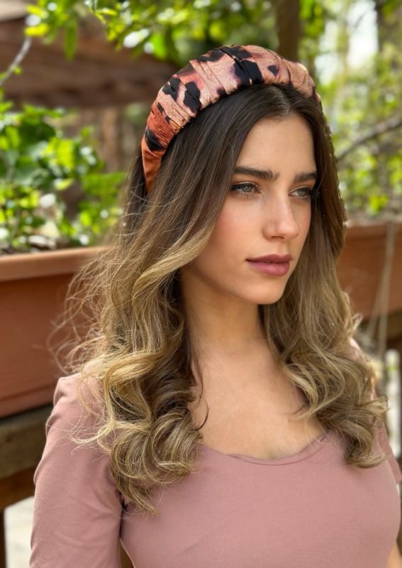 Mila Headband, Copper Animal Print