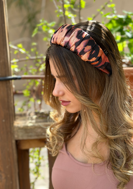 Mila Headband, Copper Animal Print