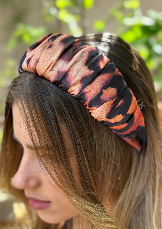 Mila Headband, Copper Animal Print