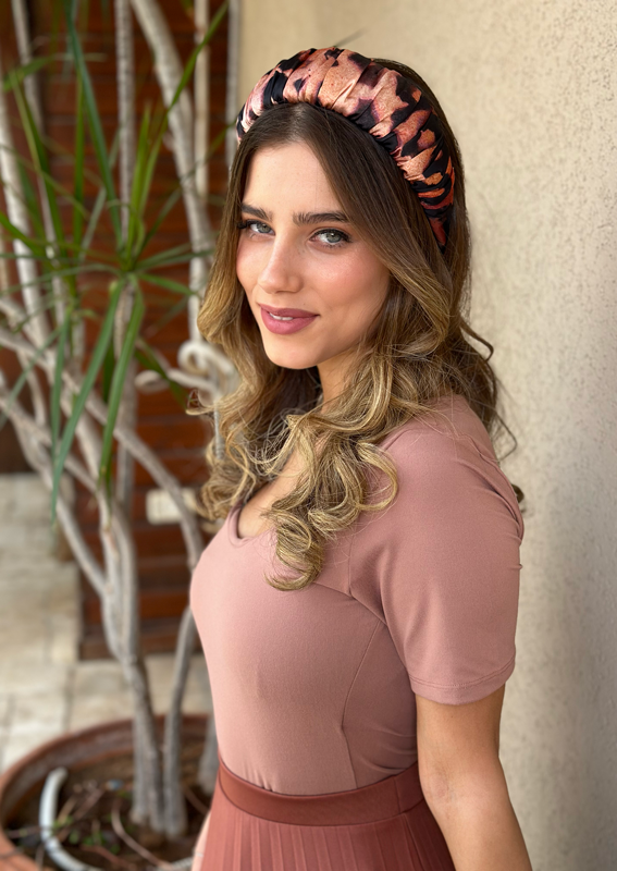 Mila Headband, Copper Animal Print