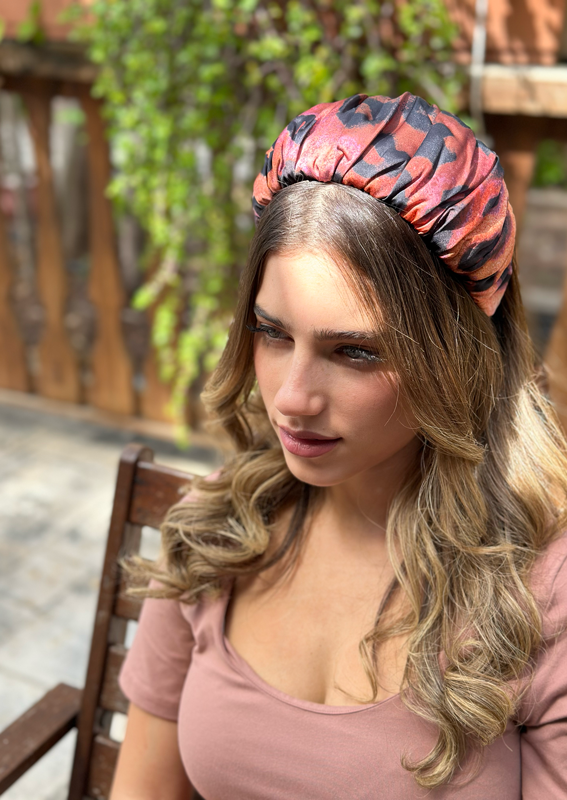 Wide Mila Headband, Copper Animal Print