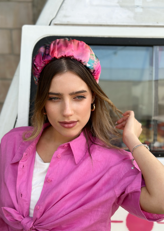 Wide Mila Headband, Printed Pinks