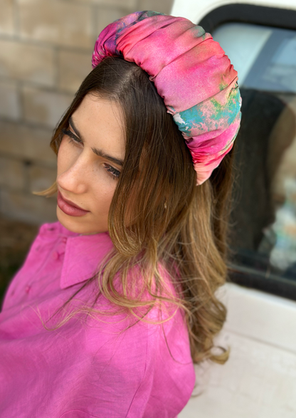 Wide Mila Headband, Printed Pinks