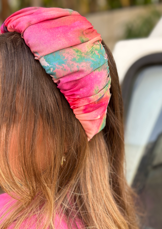 Wide Mila Headband, Printed Pinks