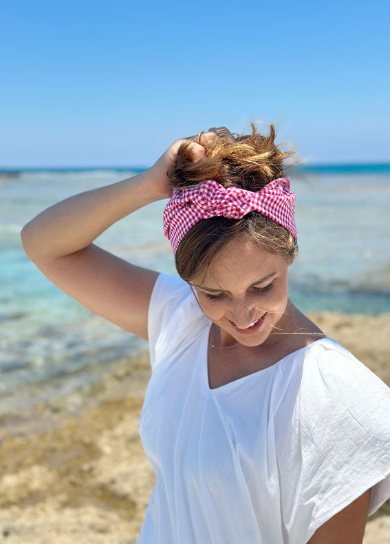 Full Circle Suf Headband, Pink Checkered