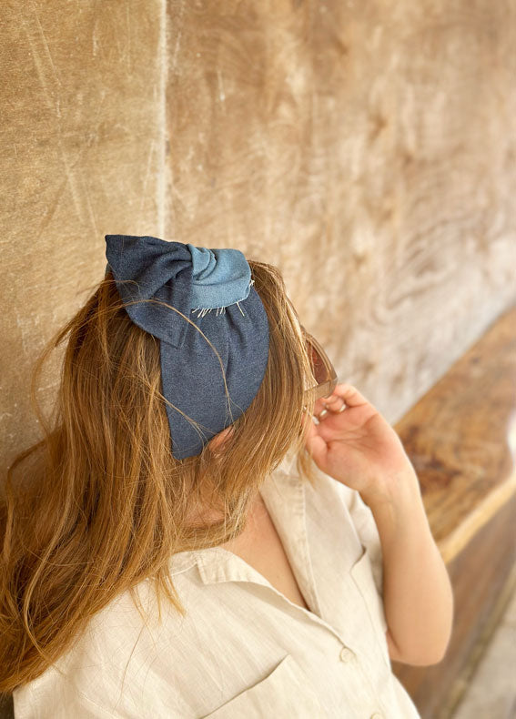 Wide Lotus Headband, Denim Mix