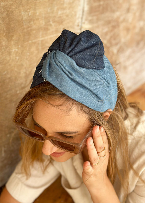 Wide Lotus Headband, Denim Mix