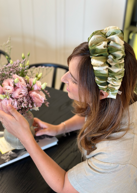 Wide Nemesis Headband, Green &amp; Beige